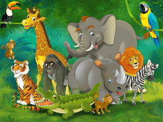 Fototapeta premium Safari kreskówek - ilustracja dla dzieci