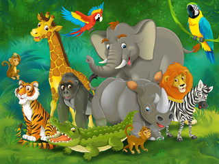 Naklejka premium Safari kreskówek - ilustracja dla dzieci