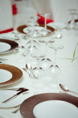 Table set for an event party or wedding reception