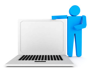 3d human character supported by laptop