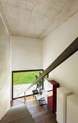 Modern villa, interior, view from the staircase