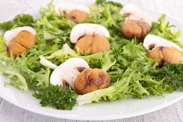salad with mushroom and chestnut
