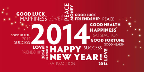 2014 Jahreswechsel, Neujahr, Rot, Greeting Card