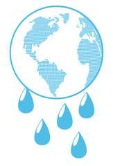 Globe with water drops global warming background vector