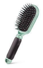 Plastic hairbrush isolated on white with clipping path