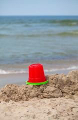 bucket on beach