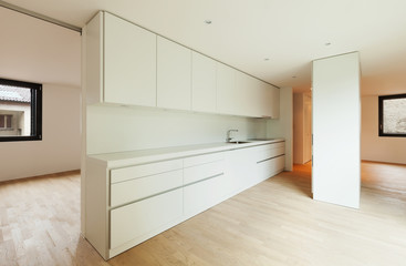 interior new house, modern white kitchen view