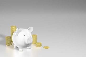 Piggy bank - piles of coins