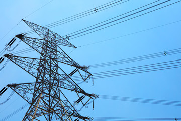 Powerline under blue sky