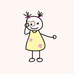 children vector hand drawn