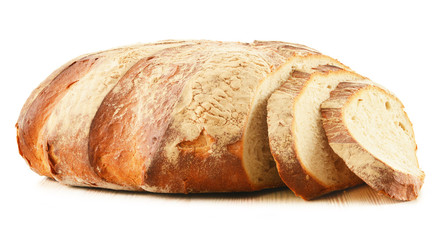 Large loaf of bread isolated on white