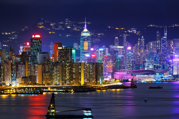 Obraz na płótnie Canvas Hong Kong Skyline w nocy