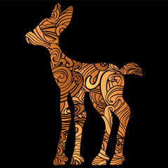 Silhouette of a fawn filled with decorative texture