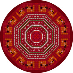 Knitted Circular Ornament with Cats