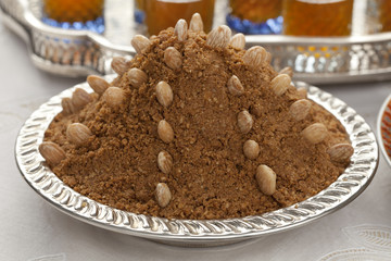 Traditional Moroccan almond sellou