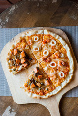 Seafood half Salmon Pizza