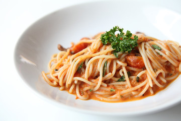 Spaghetti with tomato beef sauce