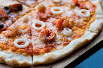 seafood half Salmon Pizza