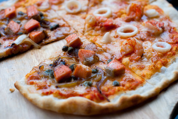 seafood half Salmon Pizza