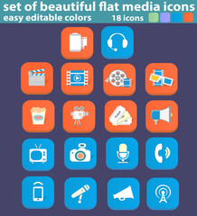 Set of flat music and cinema icons