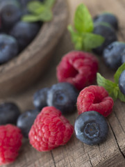 blueberries and raspberries