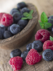 blueberries and raspberries