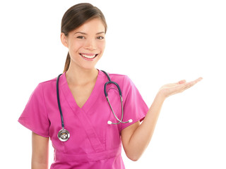 Medical doctor woman showing presenting