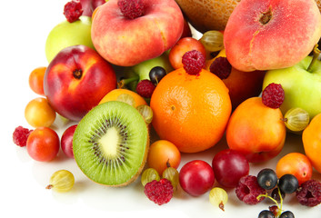 Assortment of juicy fruits, isolated on white