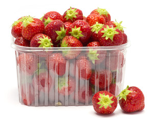 Strawberries in a plastic box
