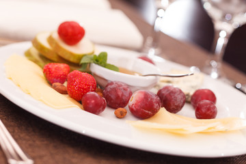 cheese and fruits for appetizer