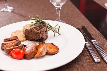 beef steak with potatoes