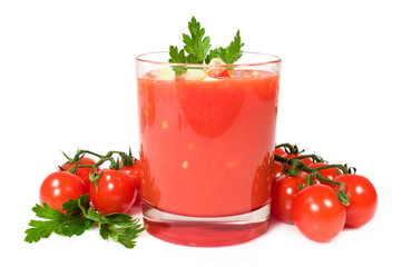 gazpacho with fresh cherry tomatoes and parsley