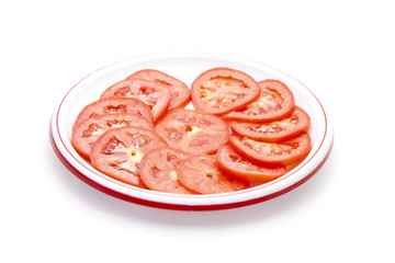 Tomatenscheiben auf Teller
