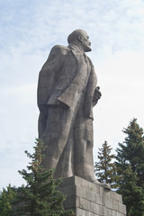 Monument to Lenin on the waterfront of the city of Dubna. Russia