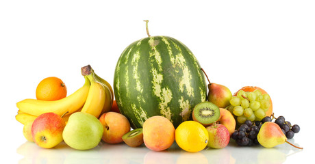 Assortment of exotic fruits isolated on white
