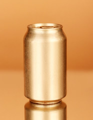 Aluminum can on color background