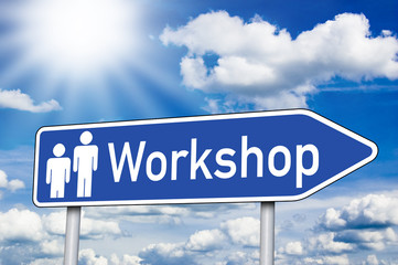 Wegweiser mit Workshop