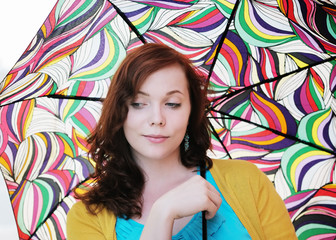 Woman with colorful umbrella