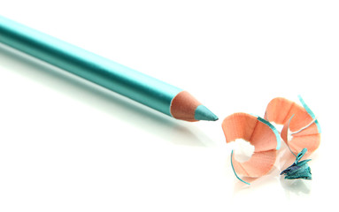 Cosmetic pencil and shavings, isolated on white