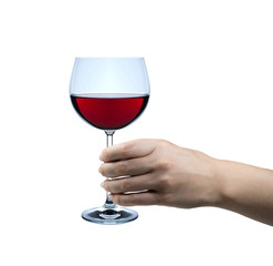 Hand mit Weinglas