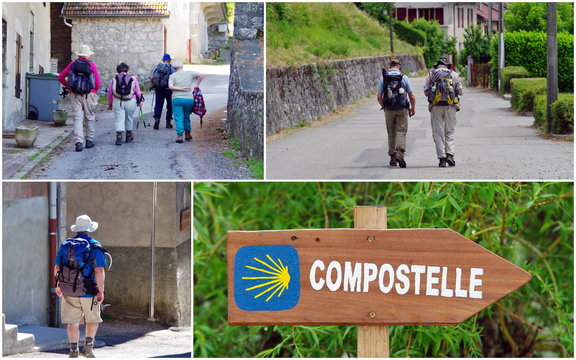 p&eacute;lerins de saint jacques  de compostelle