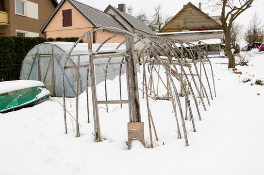 Greenhouse Construction Winter Garden Snow