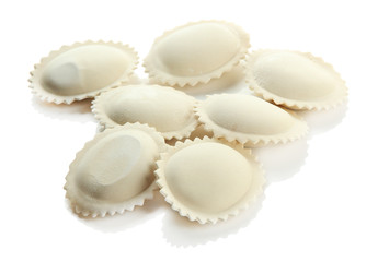 Raw dumplings, isolated on white