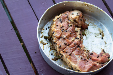 Fresh pork marinated with garlic, black pepper
