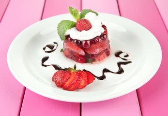 Tasty jelly dessert with fresh berries,
