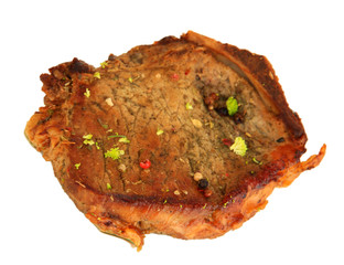 Piece of fried meat isolated on white