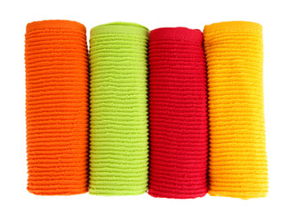 Colorful towels isolated on white