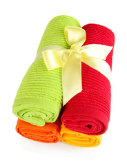 Colorful towels isolated on white