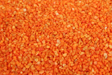 Orange crystals of sea salt close up