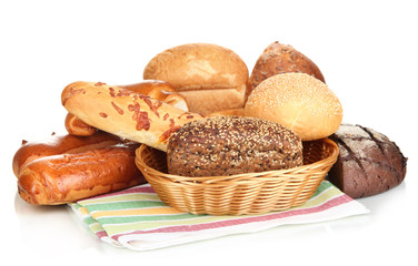 Variety of bread isolated on white
